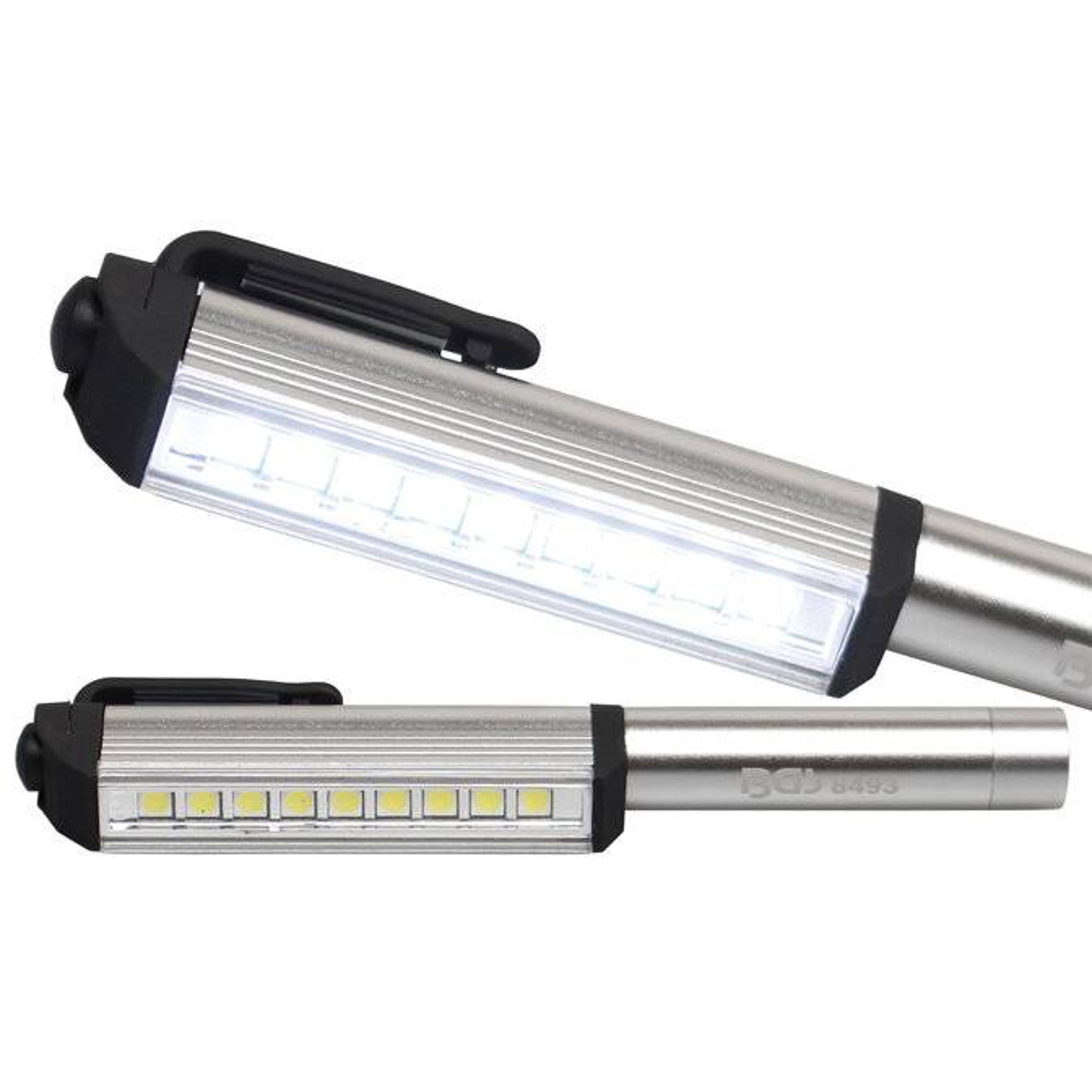 BGS Technic Aluminium-LED-Stift - 8493 | 9 LEDs, Halteclip, Magnet | Kfz-Relais