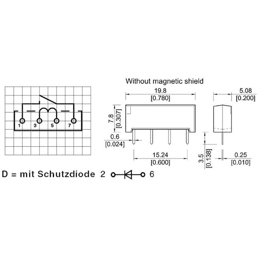 StandexMeder Electronics SIL12-1A72-71D | 1 Schließer, mit Schutzdiode | Reed-Relais