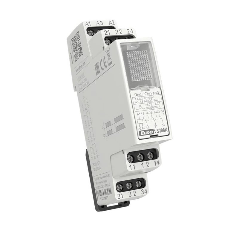 ELKO EP Hilfsrelais VS308K/blau | 3x 8A Wechsler, AC 230V, DIN-Schiene | Überwachungs-Relais
