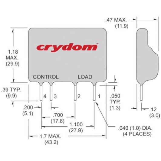 Crydom Halbleiterrelais D2W202F | Nullspannungsschaltend, 2 A | Halbleiterrelais