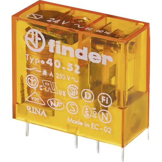 Finder 40.52.8.024.0000 | 24 V/AC, 8 A, 2 Wechsler | Printrelais