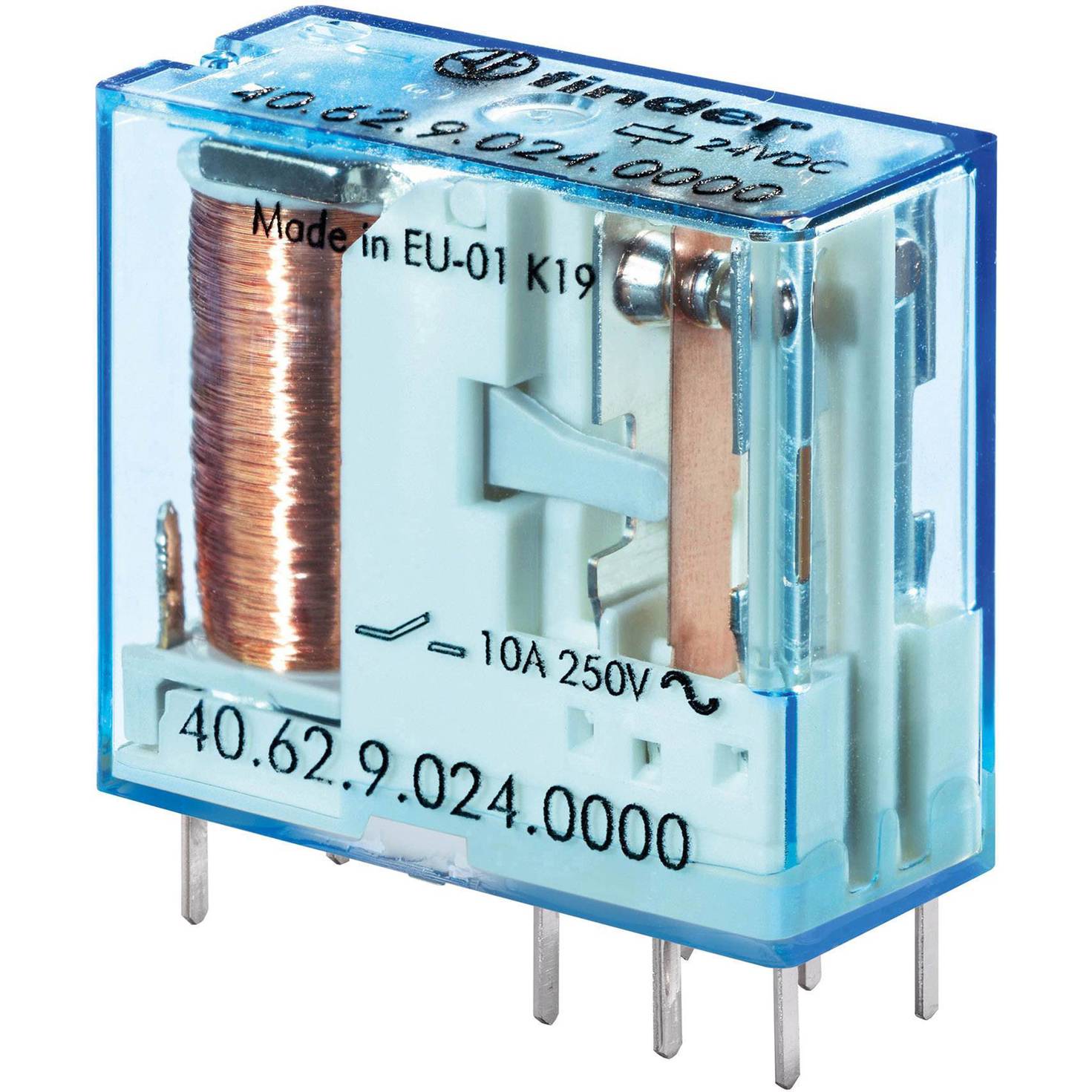 Finder 40.62.7.024.0000 | 24 V/DC, 10 A, 2 Wechsler | Printrelais